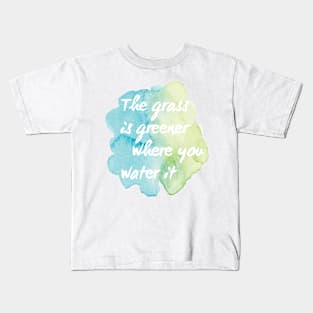 Grass is Greener Watercolor Splotch Kids T-Shirt